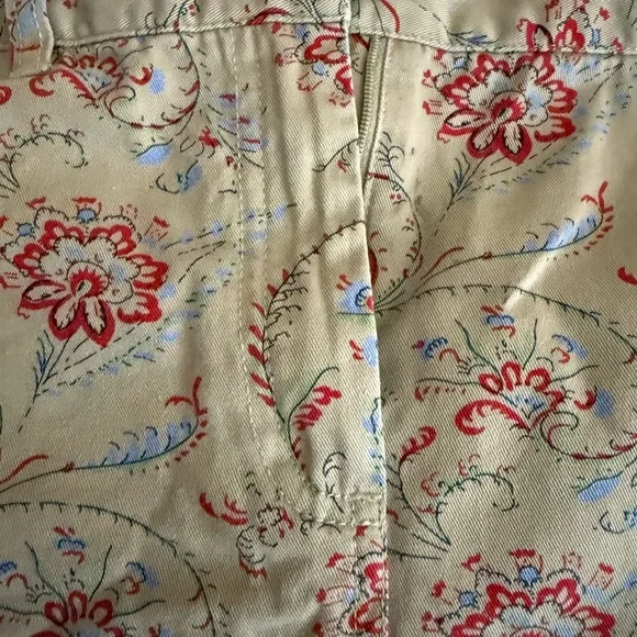 Pendleton Floral Print Denim Skirt Women's Size 14 Khaki Tan - Picture 2 of 6